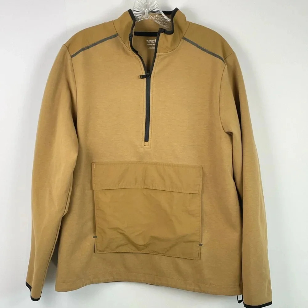 Old Navy Active Dynamic Fleece Brown Tan Sweatshirt Pullover Stretch Sz Large